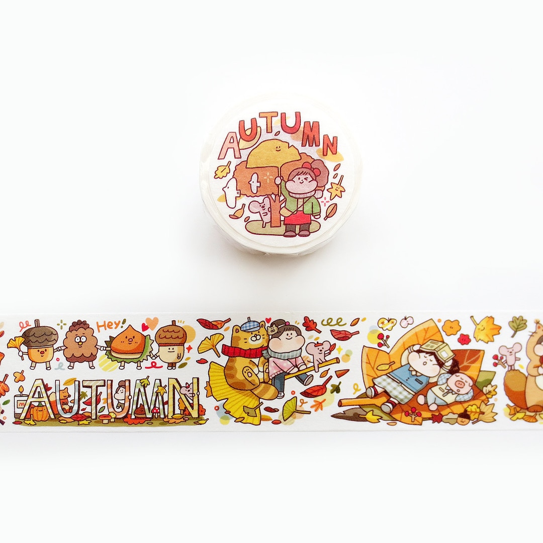 秋の和紙テープ、ミートボールシリーズオリジナルガールイラスト和紙