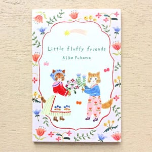 Bloc de notas de Little Fluffy Friends, Cozyca, postales con ilustraciones de Aiko Fukawa, gato, conejo y ardilla, papel para cartas y diario