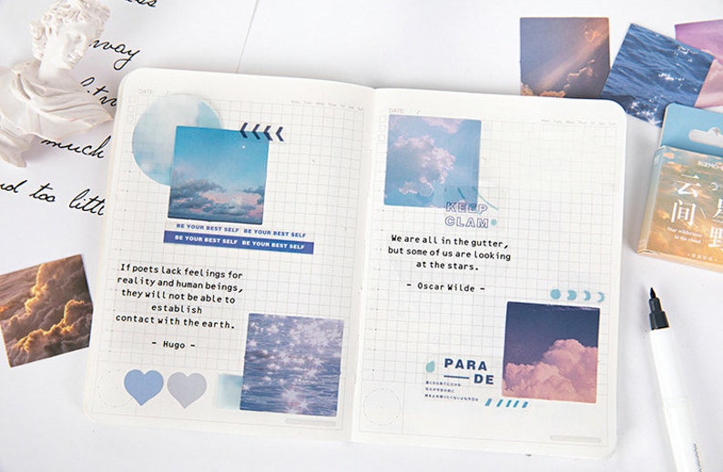 Cloudy Sky Box Sticker Set Clouds Aesthetic Sunset Planner - Etsy