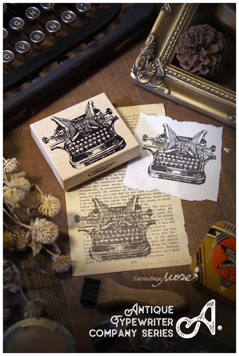 Bullet Journal Lin Chia Ning Large Typewriter Wooden Stamp and Labels Set A Vintage Typewriter Gummed Label Junk Journal