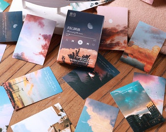 Cityscape Lomo Photography Sticker Set, Sunset, The Wind of the Moon Planner and Journal Paper Sticker Flake, Mini Photo Planner Sticker