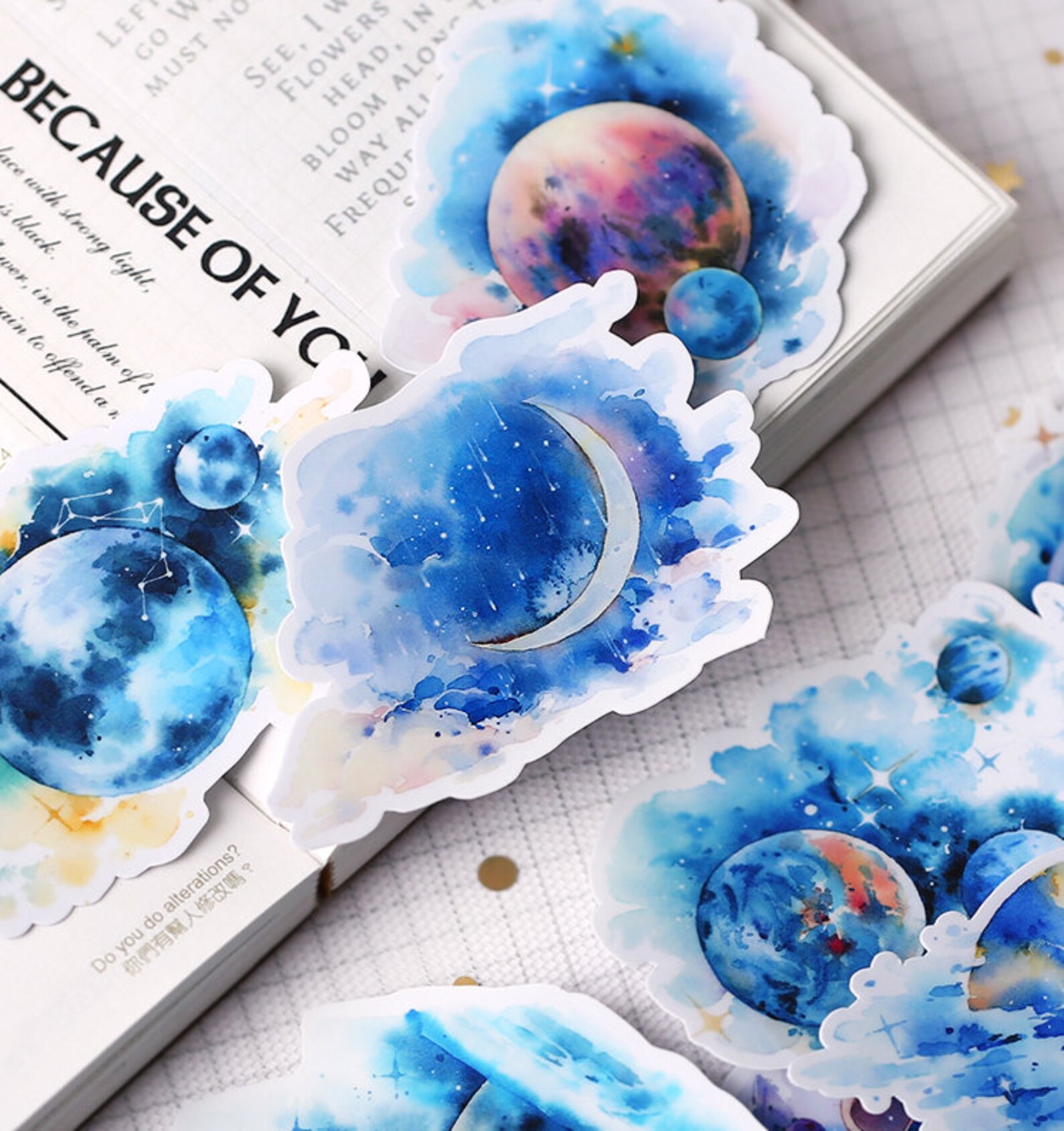 Planets Themed Stickers Pack Space Sticker Set Galaxy Moon - Etsy