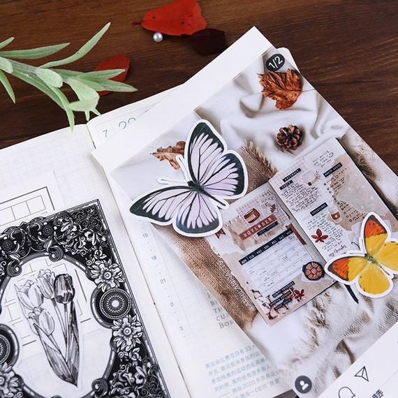 80PCS Vinyl Butterfly Stickers Pack, Vintage Journal, Ephemera, Junk  Journaling Kit, Planner, Scrapbook, Butterflies -  UK