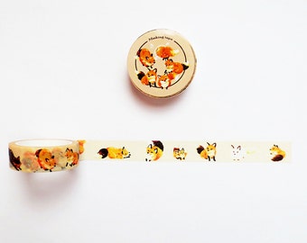 Fox Washi Tape, Playful Fox Washi Roll, Scrapbook Supplies, Happy Planner, Deco Tape, Masking Tape