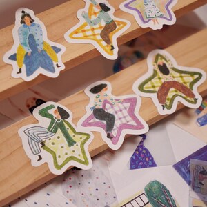Wanle Studio One Big Star Memo Paper Set, ragazze, Rainbow Star Doodles Note Paper per Art Journal, Planner e Scrapbook