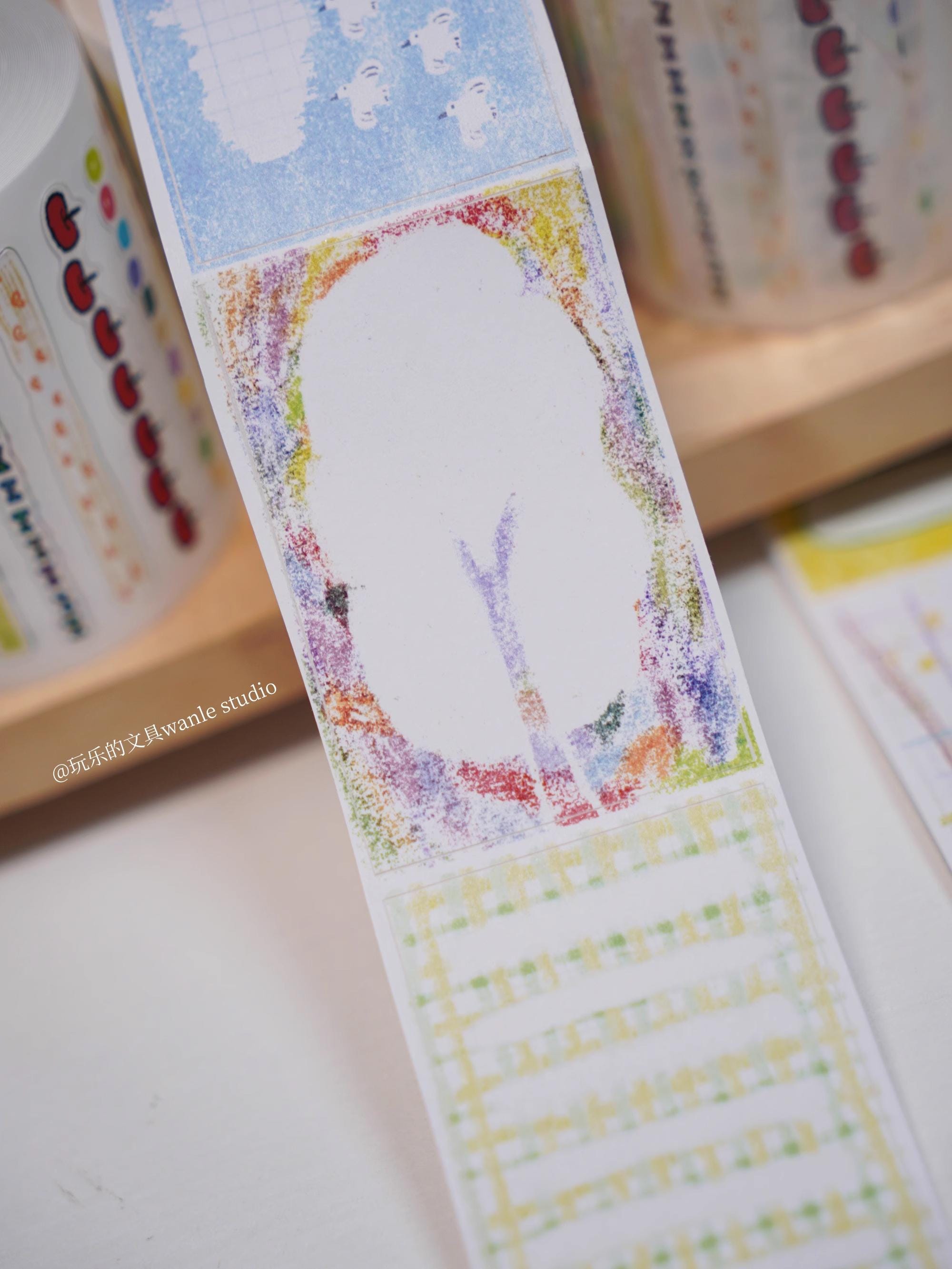 Wanle Studio レインボーメモマスキングテープ、キスカットステッカー