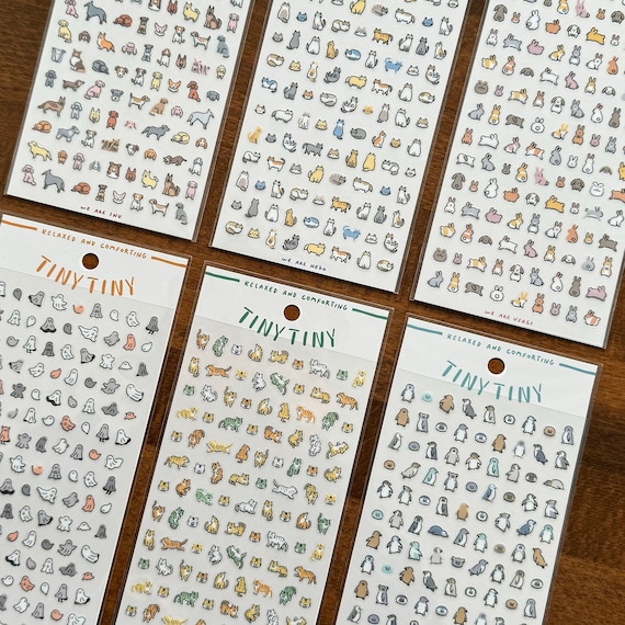 Mind Wave Tiny Tiny Series Sticker, Dog, Tiger, Ghost, Cat, Penguin, Bunny Planner Sticker, Japanese Stationery