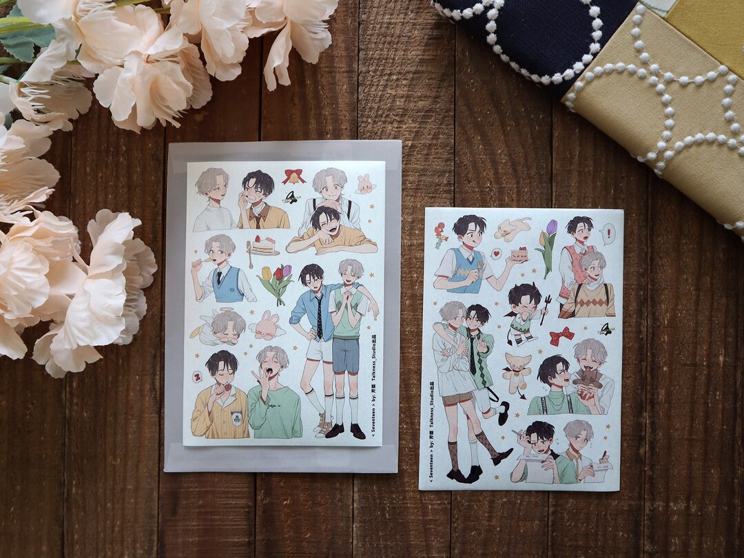 Sticker Sheets Boyish Boys Illustration Stickers Sheet, Talkness Studio Original Design, Kpop ...