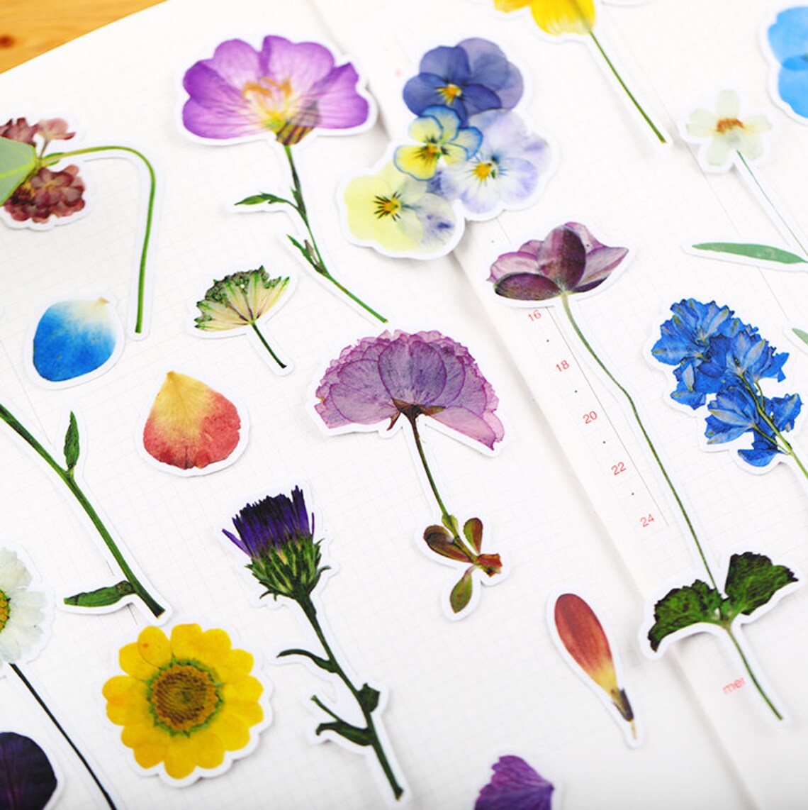 Dried Flowers Stickers Pack Preserved Pressed Flowers Etsy
