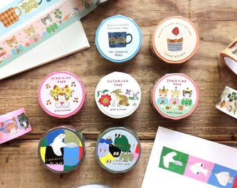 Cintas Washi Cozyca 2025, nuevas, con ilustraciones de artistas: animales, gato, pájaros, taza de té, conejo, cupcake, taza, cinta con relieve dorado.