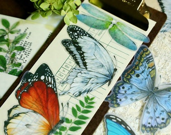 Large Butterfly Stickers Pack, Translucent Natural Science Themed Stickers, Flower, Botany Clear Plant Stickers, Junk Journal, Ephemera