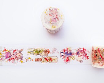 Girl Washi Tape, Let's Play, Plants, Original Illustration Washi Tape Roll, Space, Stars Washi Tape, Masking Tape, Deco Tape
