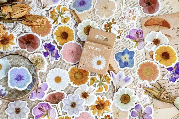 12pcs Dried Flower Aesthetic Stickers for Journals Sticker for