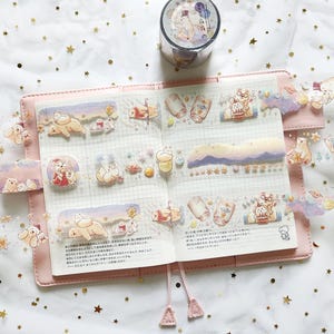 Sternennacht PET Klares Klebeband, Ben und Pochi Serie Eisbär Aufkleber Klebeband für Journaling und Scrapbook