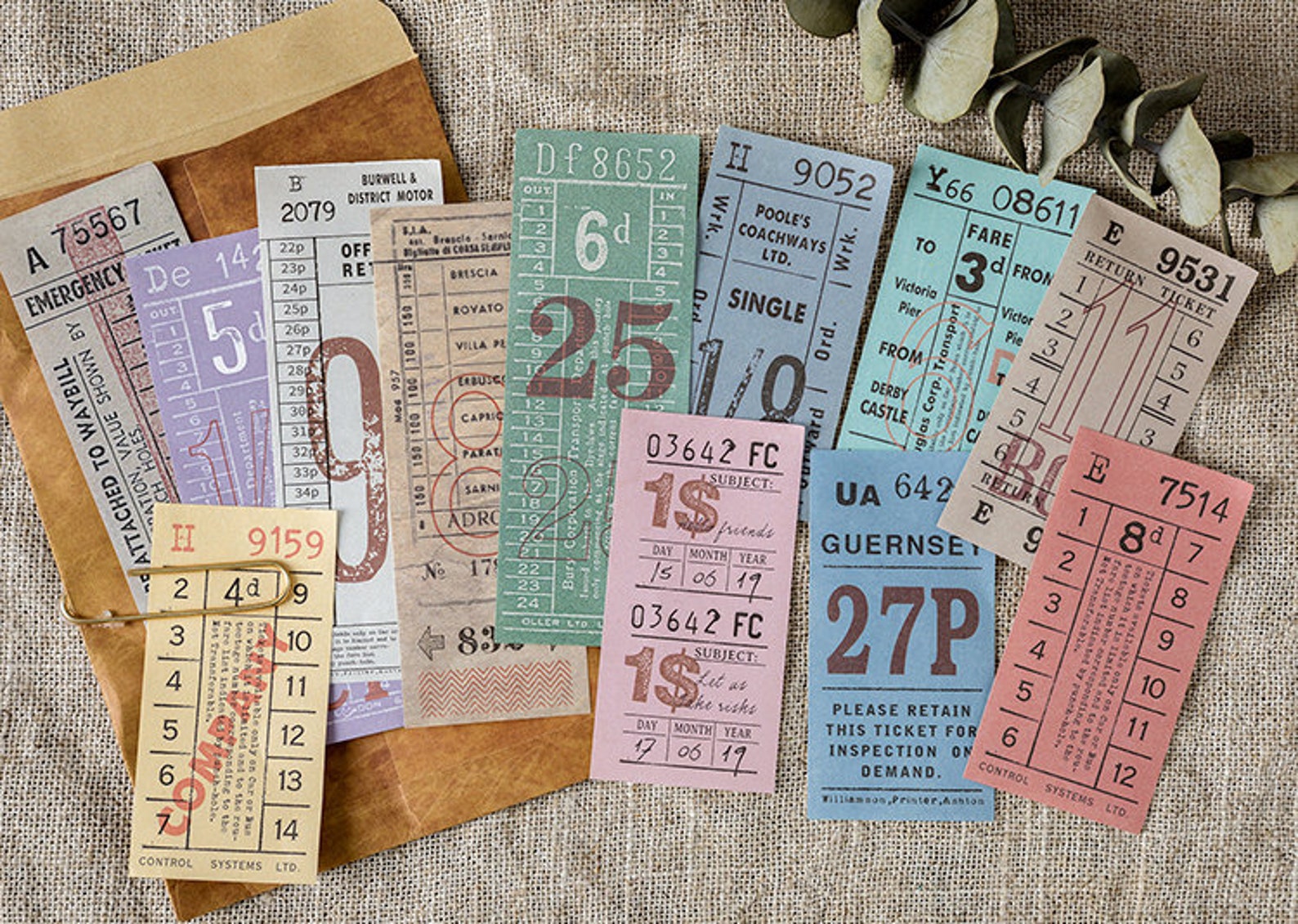 Assorted Vintage Tickets Paper Pad, Vintage Bus Transit Tickets ...