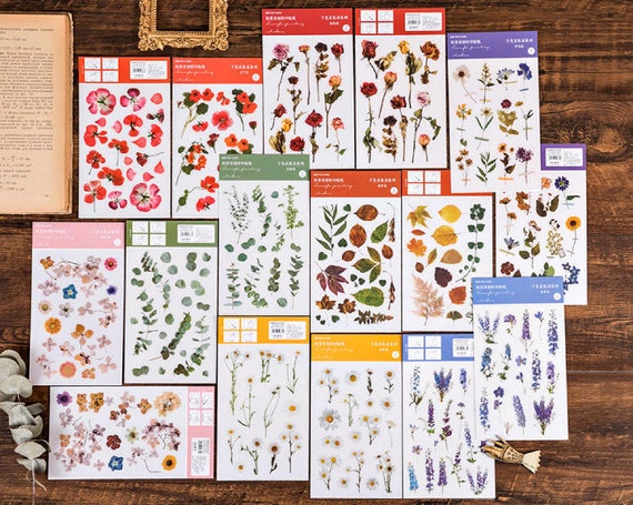 21 PCS Vintage Plants Stickers Pack, Translucent Botanical Sticker Sack,  Planner, Scrapbooking, Plants, Garden, Floral, Junk Journal 