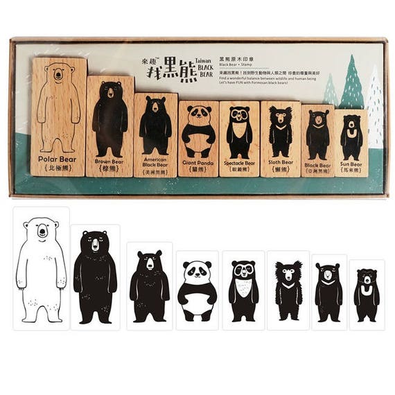 クマのファミリースタンプセット、クラフト愛好家へのユニークなギフト  