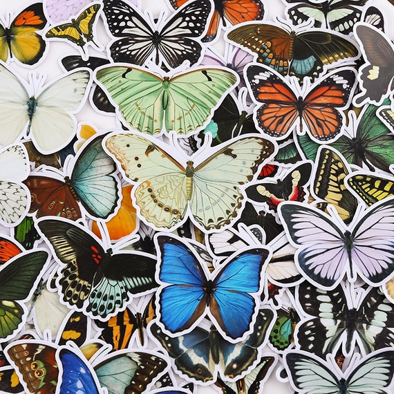 Vintage Butterfly Stickers 92 Pieces Decorative Colorful Insects Decals for Scrapbooking DIY Arts Crafts Album Bullet Journals Junk Journal