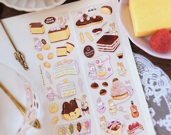 Bunny Dessert Shop Kiss-Cut PET Sticker Tape | Kumayankee Original Design