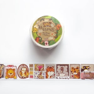 Taśma maskująca Animal Friends Washi, Klopsiki, Rolka Washi Zoo, Lew, Tygrys, Sowa, Koala, Pingwin, Żyrafa, Świnia, Lis