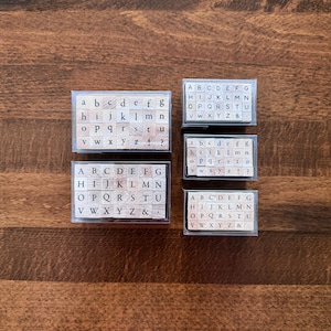 Conjunto de carimbos de madeira com o alfabeto Petit Moji, Kodomo No Kao, carimbos de mini letras para diário e artesanato, carimbo de letras maiúsculas e minúsculas