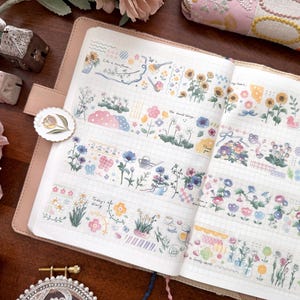 Spring Series Masking Tape, Pastell Vogel und Blumen PET Tape, Floral, Tulpe, Sonnenblume, Pflanzen Aufkleber für Journal, Planer und Scrapbook