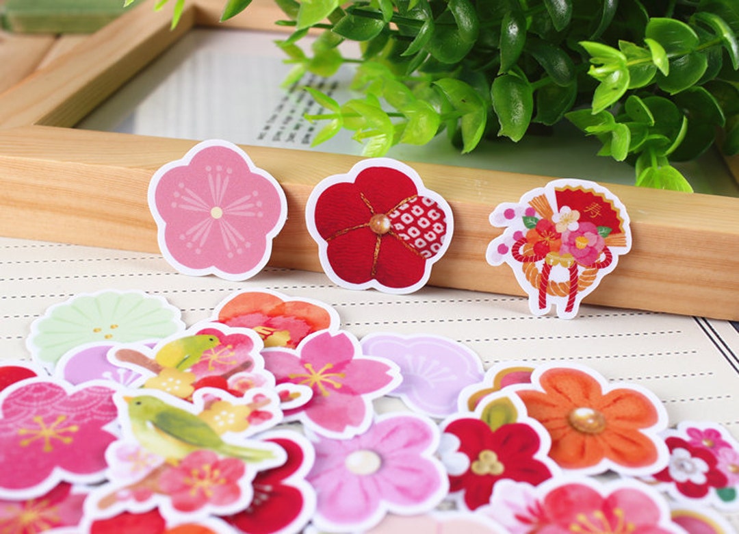 Japanese Cherry Blossoms Stickers Pack, Cherry Blossom Flowers Sticker ...
