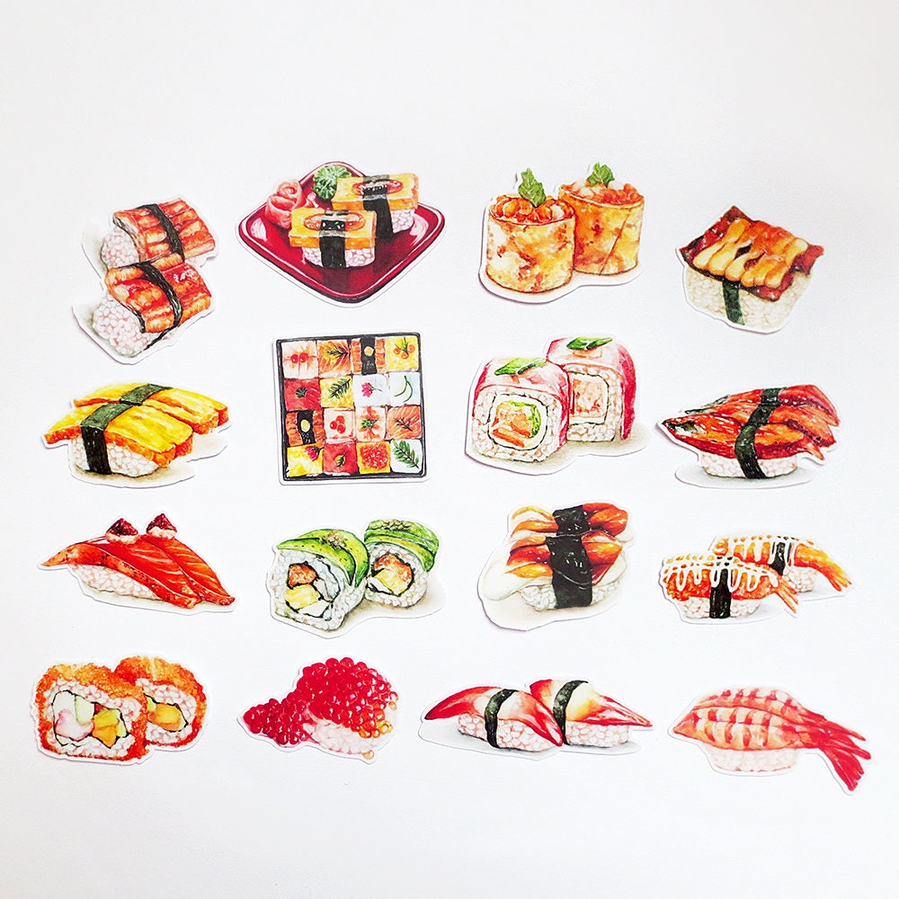 Sushi Sticker Pack Food Planner Stickers Japanese Food Etsy
