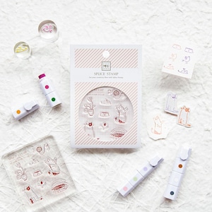 MU Lifestyle Icon Stempel NO. 2042, Katze und Blumen Silikon Stempel, Dekorativer Stempel für Journal und Planer