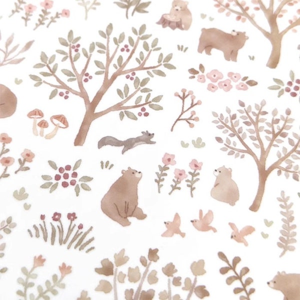 Mind Wave In the Forest Series Sticker Sheet, Little Animal Planner Sticker, Bunny, Fox, Squirrel, Bear, Hedgehog, Owl, Japanese Stationery