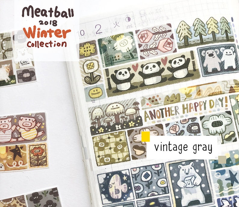 Doodle Masking Tape Deco Tape for Bullet Journal Meatball Series Washi Tape Roll Meatball Color Patchwork Washi Tape Rainbow