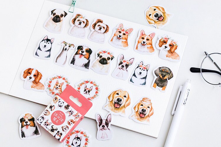 Dogs Sticker Set Pug Husky Beagle Golden Retriever - Etsy