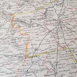 Ancienne carte France Département de l'Eure et Loir/Chartres Gravure Gravure Atlas 1847 Grand Éléphant Original Folio Levasseur