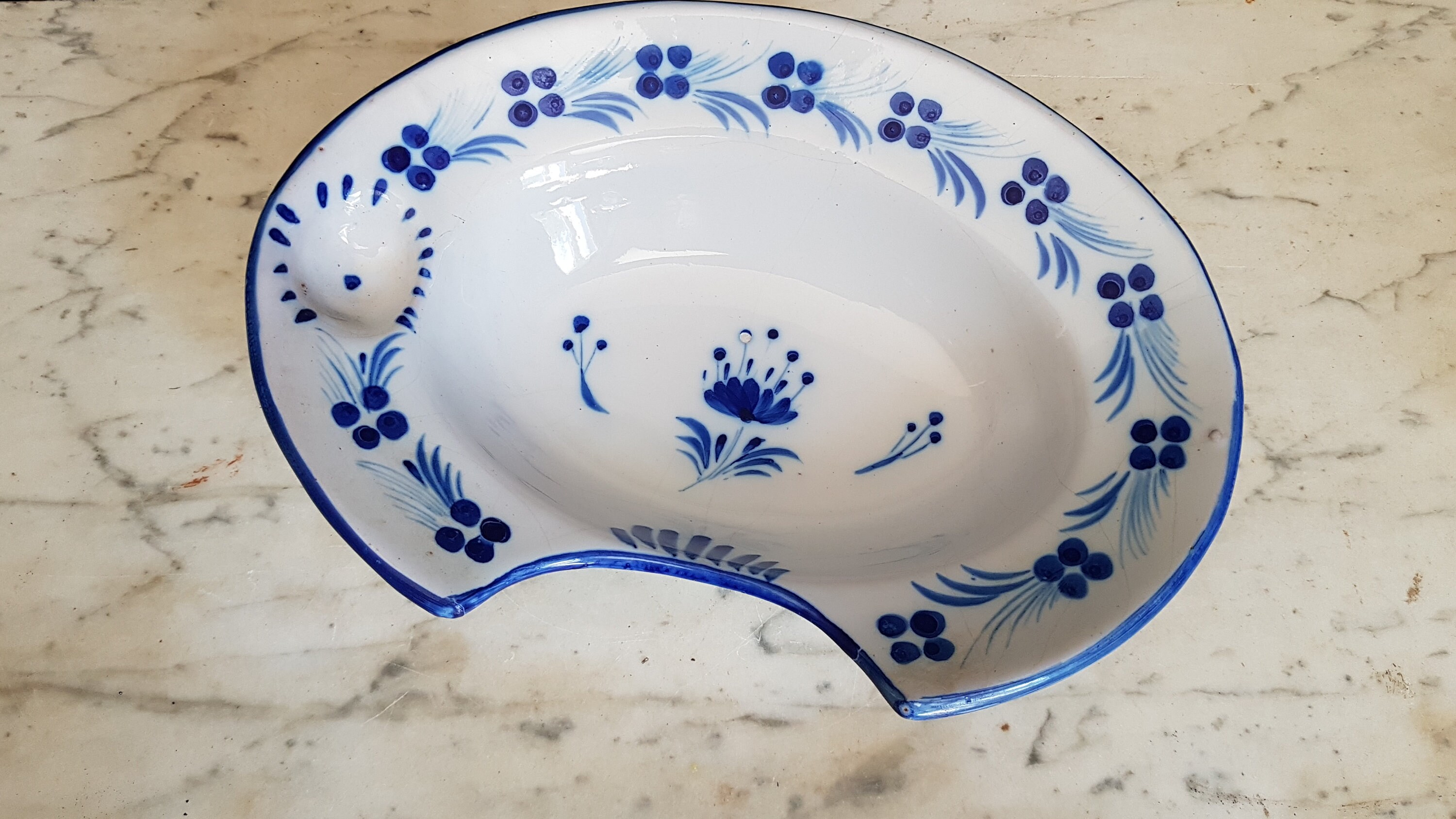 French antique barber shaving dish. Hand painted | Etsy