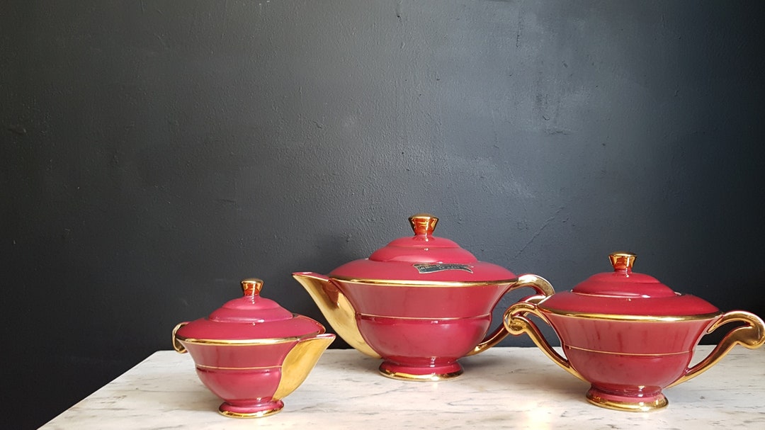 French Antique Art Deco Style Teapot Cream and Sugar Pots. Etsy