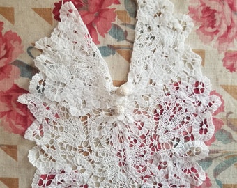 Antique French white cotton collar or bib to stitch