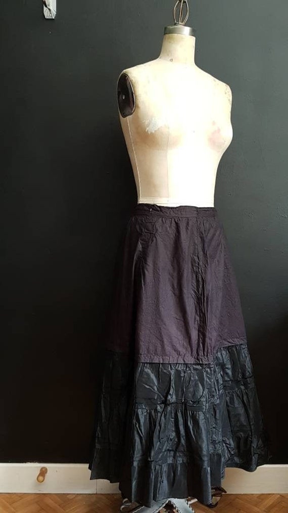 Antique French black skirt petticoat