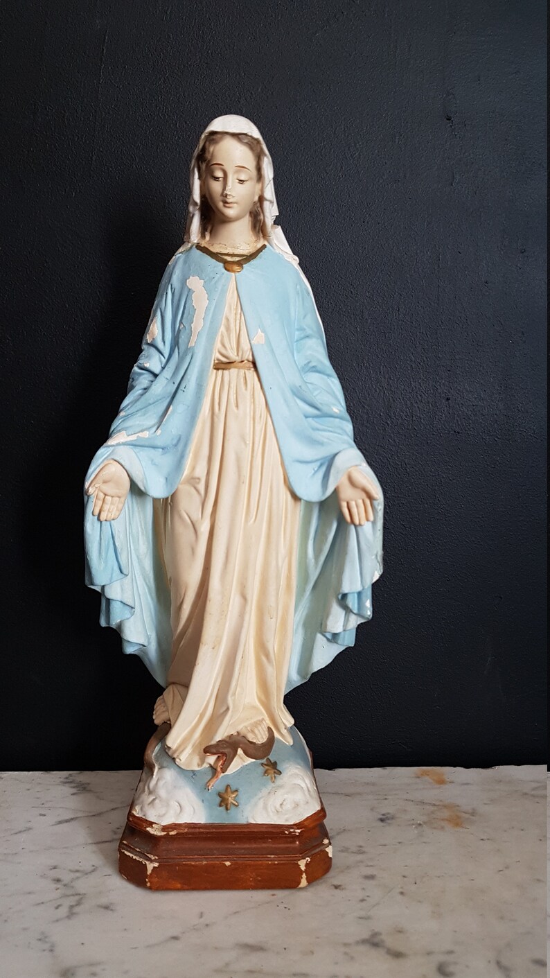Français statue antique de plâtre de Vierge Marie. Statue | Etsy