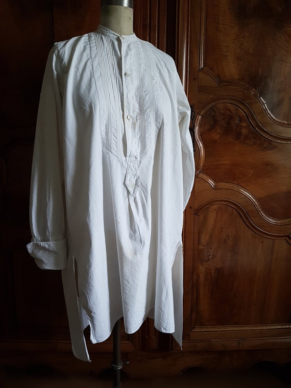 Antique French mens cotton formal shirt