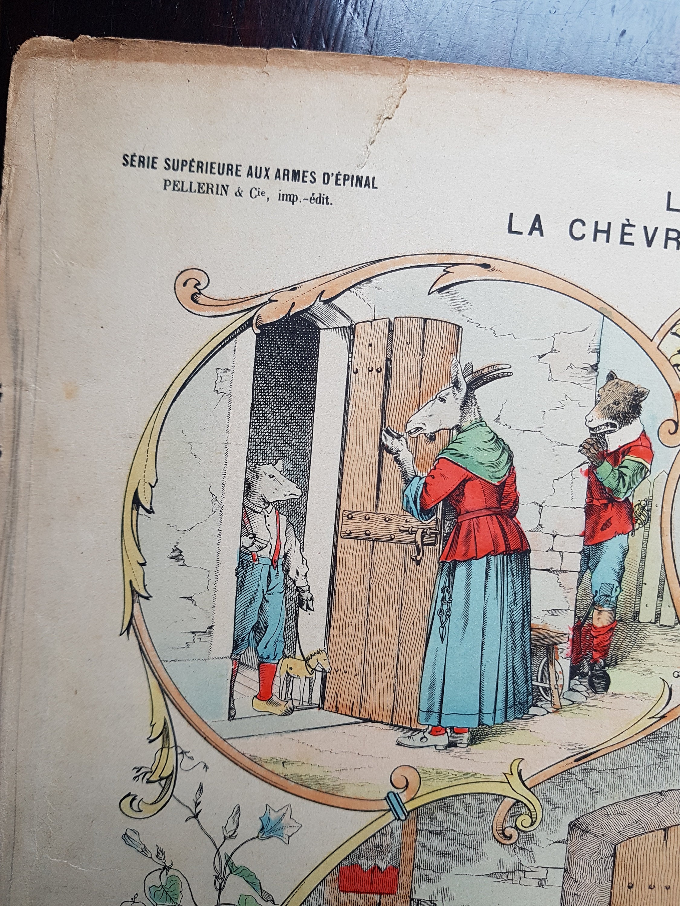 Fables de La Fontaine Antique Epinal Images. Le Loup, Chèvre et Le Chevreau