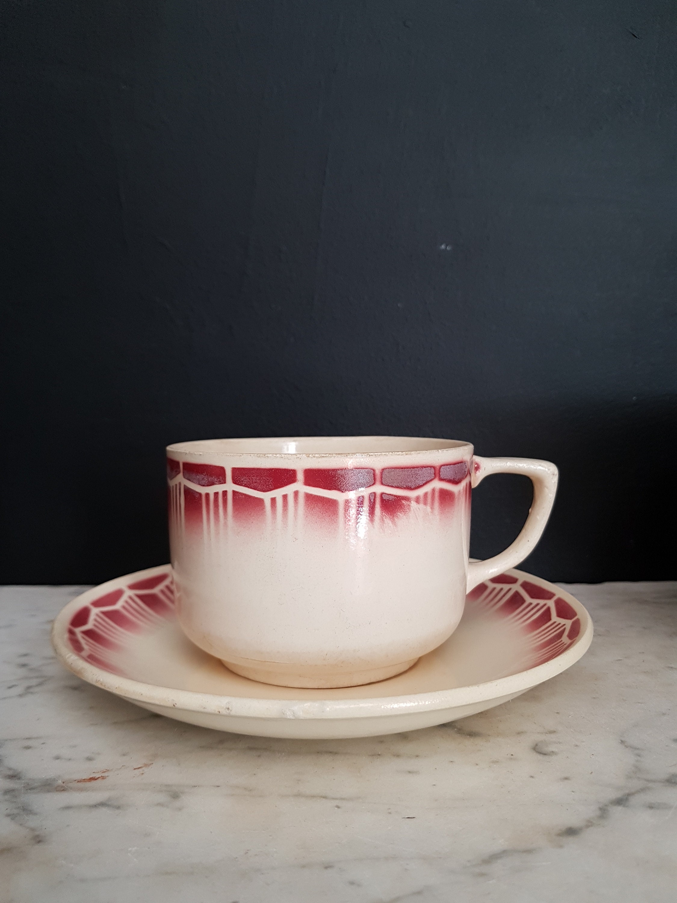 Français Tasse et Soucoupe de Petit-Déjeuner Antiques