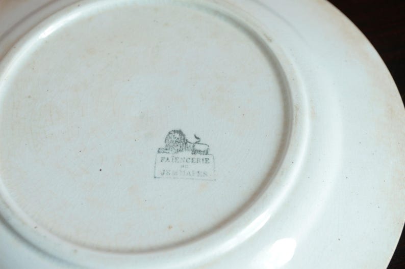 Engagement Transferware Fianc\u00e9e Faience Jemappes Belgium Antique plate wedding