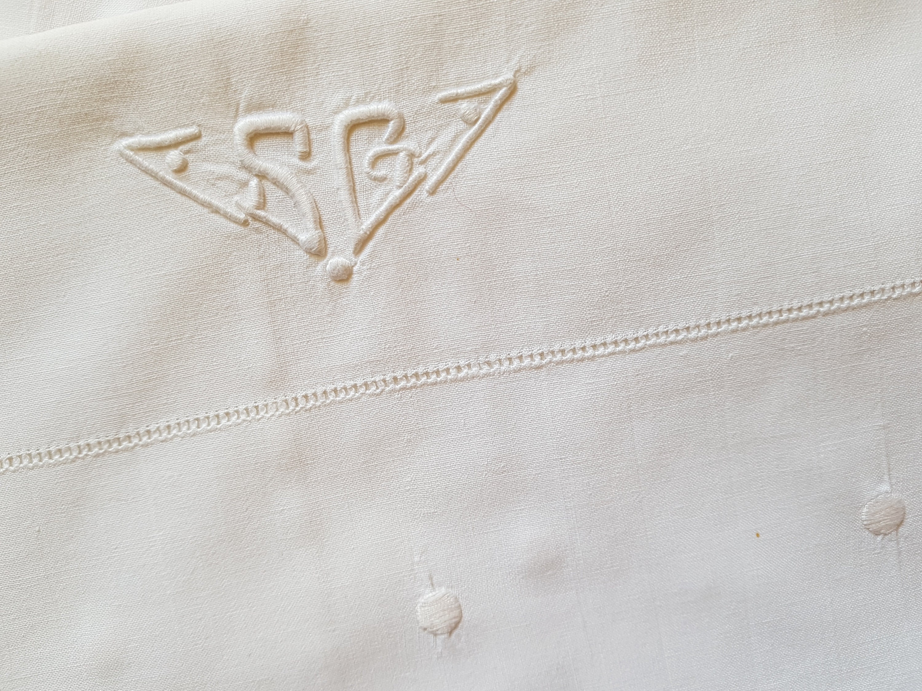 Français Paire Antique de Housse Coussin Traversin Monogram Sg