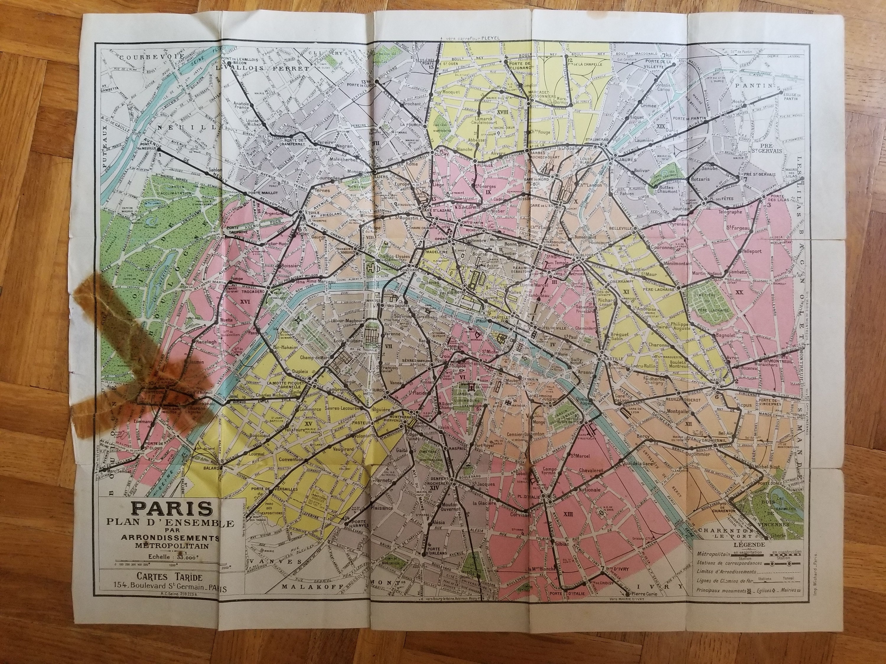 Guide de Carte Paris Antique et Grande Carte. Léconte. Années 1950