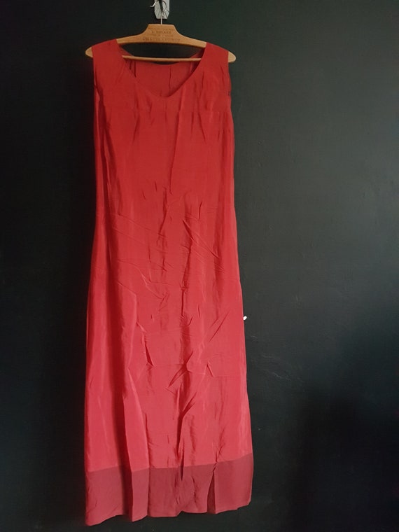Antique red silk dress and slip 1930s - image 6