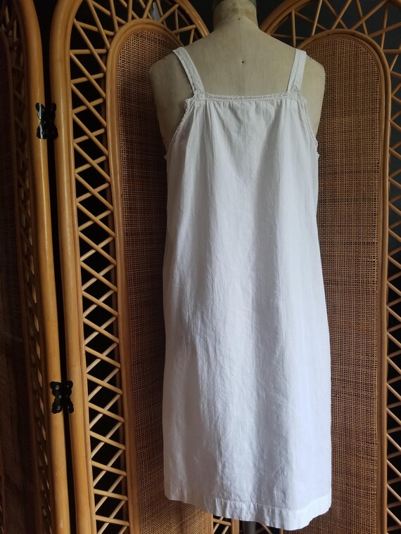 Vintage French white cotton night dress with embr… - image 6