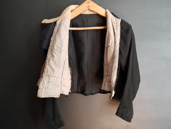 French antique black ladies jacket / bodice - image 9