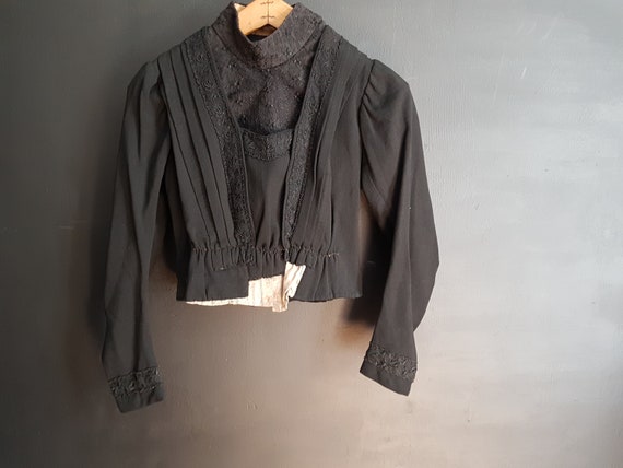 French antique black ladies jacket / bodice - image 1