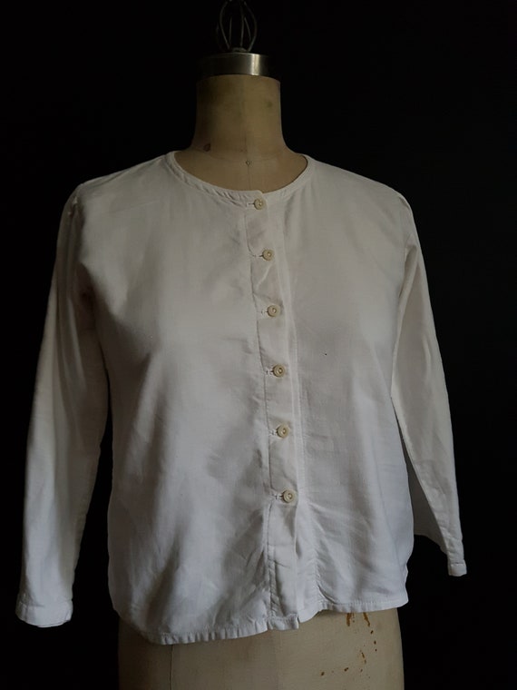 French antique cotton blouse / work shirt