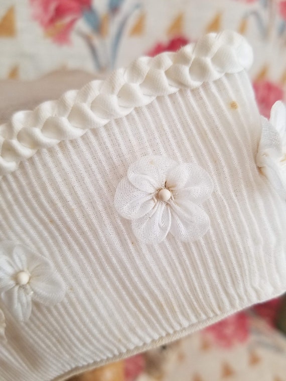 French antique first Holy communion bonnet with s… - image 3